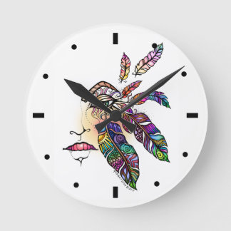 EYE Love FEATHERS Fantasy Art Round Clock