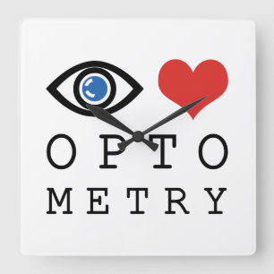 Eye Love Heart Optometry - Optometrist Eye Chart Square Wall Clock
