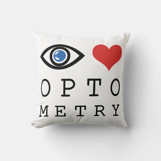Eye Love Heart Optometry - Optometrist Eye Chart Throw Pillow (Front)