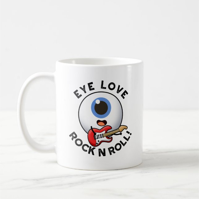 Eye Love Rock And Roll Funny Eyeball Pun  Coffee Mug (Left)