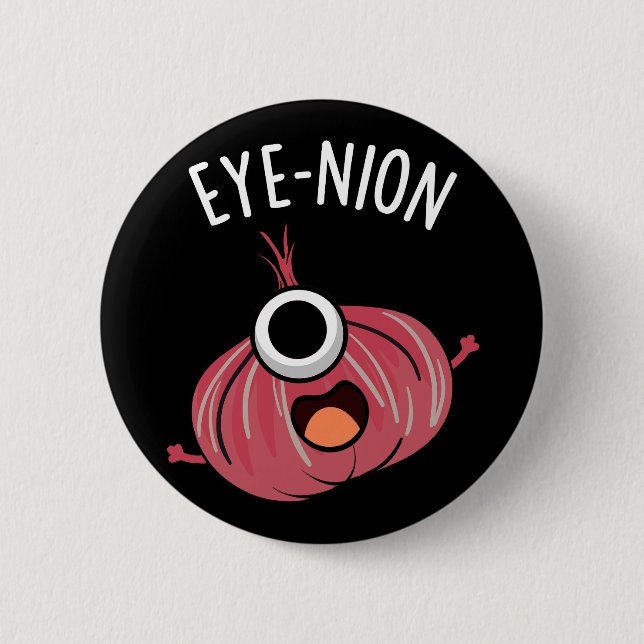 Eye-nion Funny Onion Pun Dark BG Button (Front)