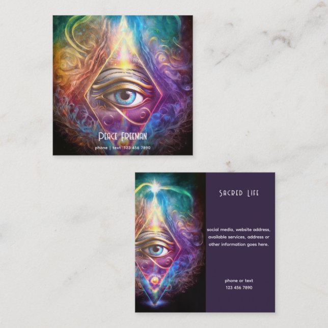 Eye Of Awakening | Third Eye Design Square Business Card (Front/Back)
