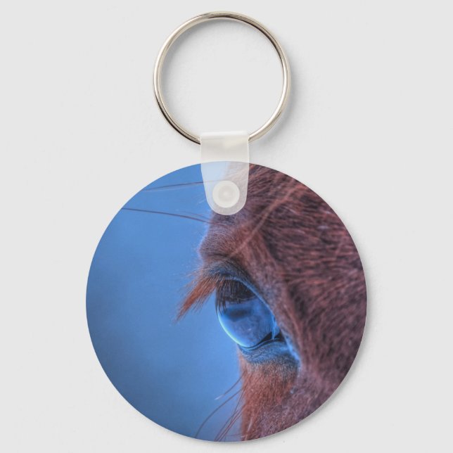 Eye of Chestnut Horse Equine Photo Keychain (Front)