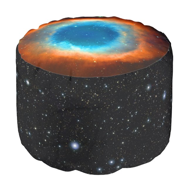 Eye of God Helix Nebula, Galaxies and Stars Pouf (Angled Front)
