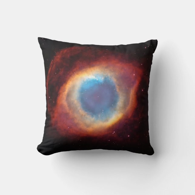 Eye of God Helix Nebula Red Blue Stellar Clouds Throw Pillow (Front)