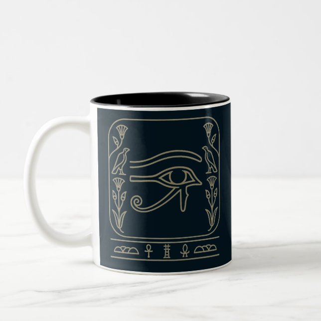 Eye of Horus Ancient Egyptian Protection Symbol Two-Tone Coffee Mug (Left)