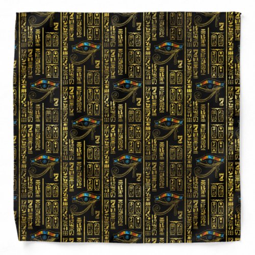 Eye of Horus and Egyptian hieroglyphs pattern Bandana