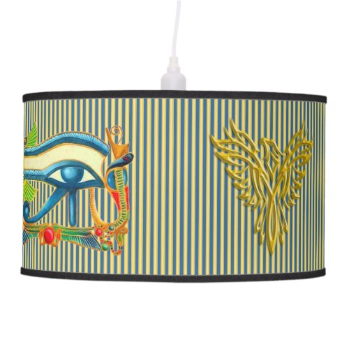 Eye of Horus and Phoenix on gold and lapis lazuli Ceiling Lamp