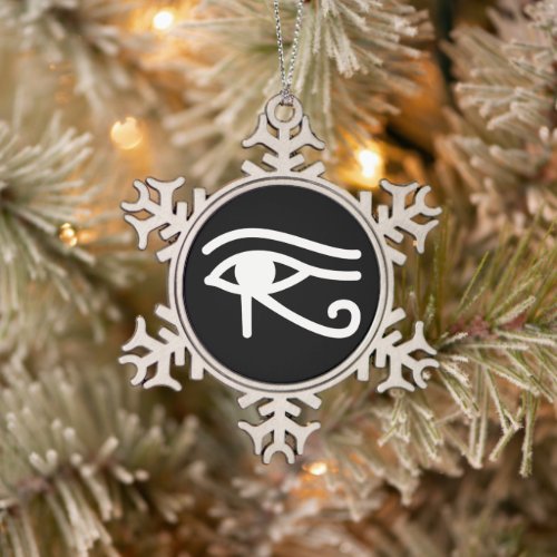 Eye of Horus Egyptian Snowflake Pewter Christmas Ornament