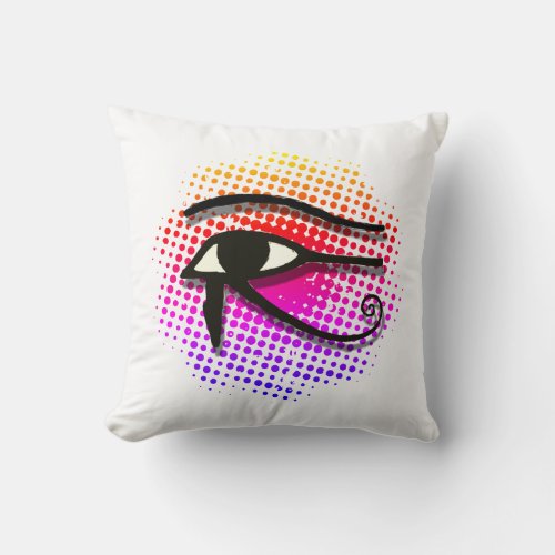 Eye Of Horus Egyptian Symbol Colorful Vortex Throw Pillow