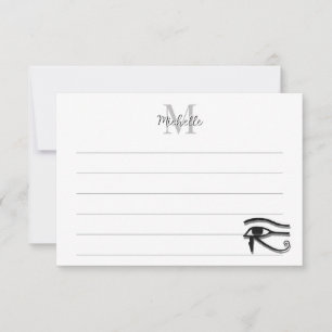 Eye Of Horus Egyptian Symbol Custom Lined Monogram Note Card