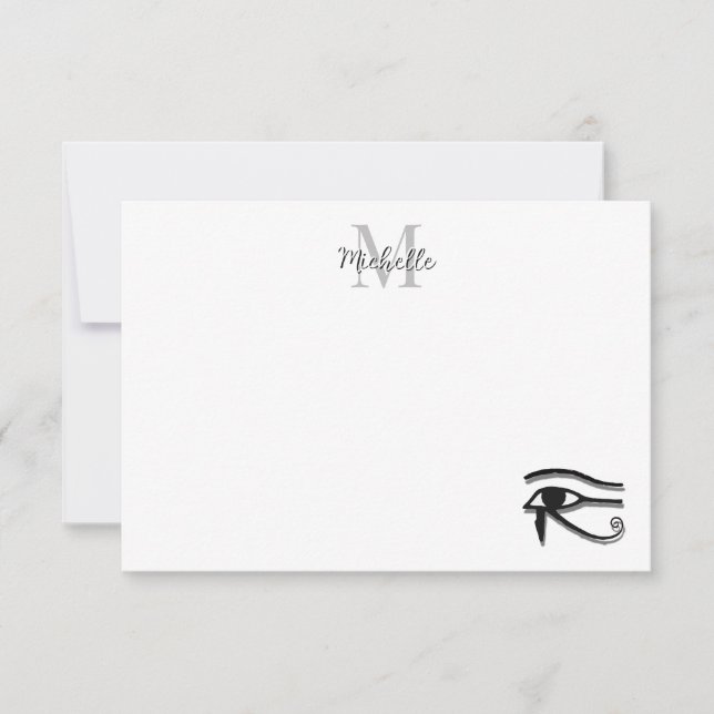 Eye Of Horus Egyptian Symbol Custom Monogram Note Card (Front)