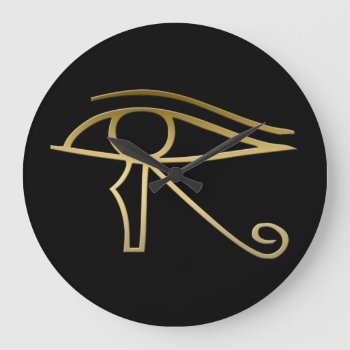 Eye Of Horus Egyptian Symbol Large Clock by peculiardesign at Zazzle