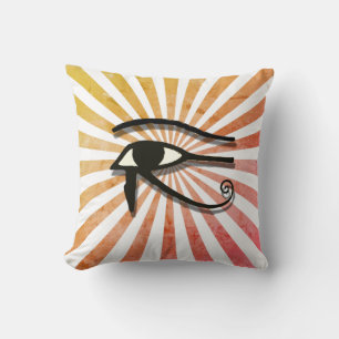 Eye Of Horus Egyptian Symbol Retro Sun Drawing Throw Pillow