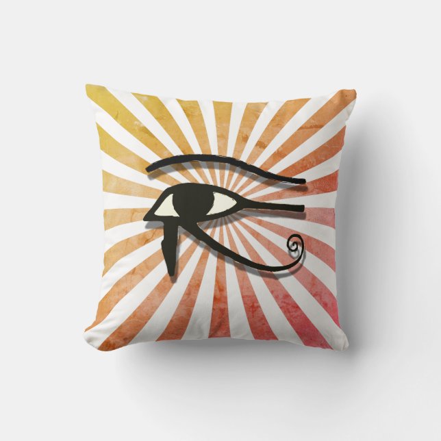Eye Of Horus Egyptian Symbol Retro Sun Drawing Throw Pillow (Front)