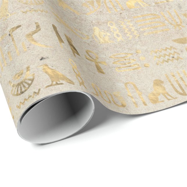 Eye of Horus Gold Egyptian Hieroglyphic Pharaoh Wrapping Paper (Roll Corner)