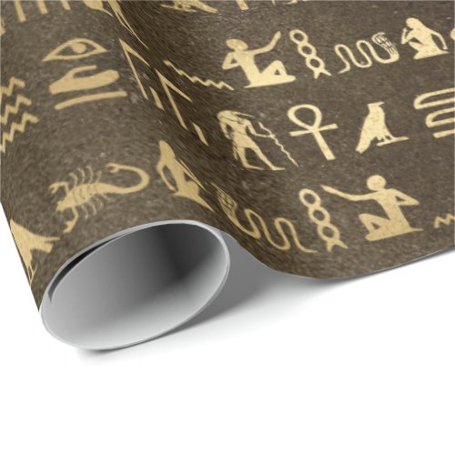 Eye of Horus Gold Egyptian Hieroglyphic Pharaohs Wrapping Paper