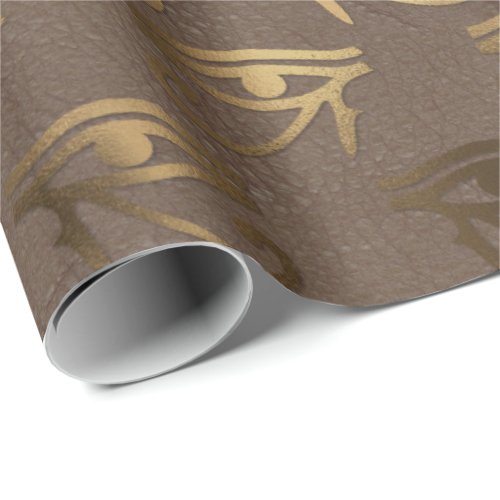 Eye of Horus Gold Egyptian Hieroglyphics Bronze Wrapping Paper