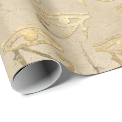 Eye of Horus Gold Egyptian Hieroglyphics Papyrus Wrapping Paper