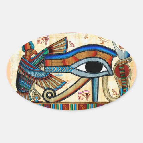 EYE OF HORUS Mystical Egyptian Art Collection Oval Sticker