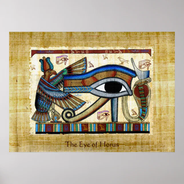 Eye of Horus on Papyrus-effect Egyptian Art Poster | Zazzle