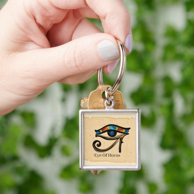 Eye Of Horus on papyrus, Egyptian hieroglyphs  Keychain (Hand)