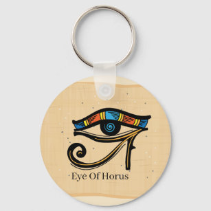 Eye Of Horus on papyrus, Egyptian hieroglyphs  Keychain