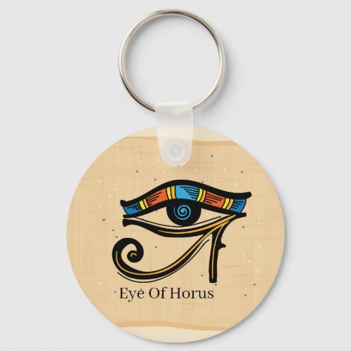 Eye Of Horus on papyrus Egyptian hieroglyphs  Keychain