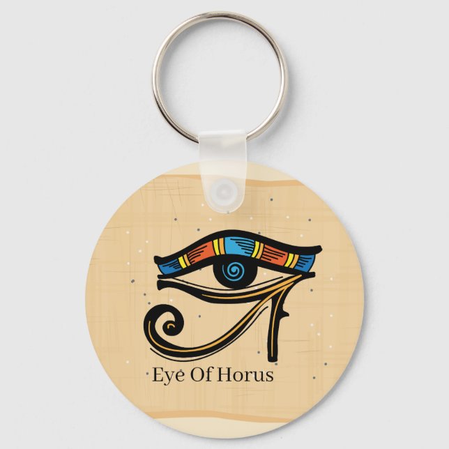 Eye Of Horus on papyrus, Egyptian hieroglyphs  Keychain (Front)