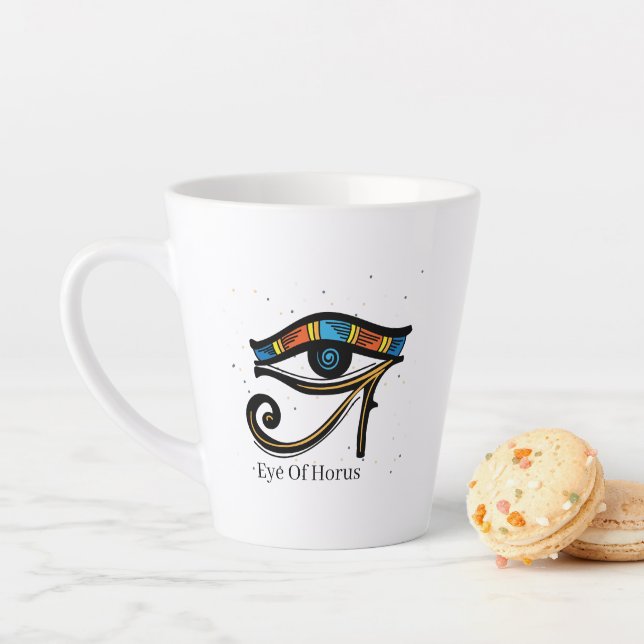 Eye Of Horus on papyrus, Egyptian hieroglyphs  Latte Mug (In Situ)