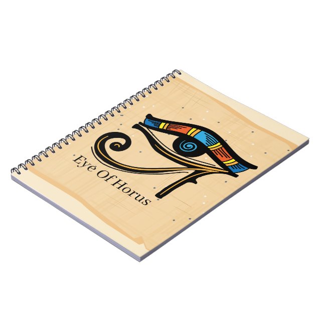Eye Of Horus on papyrus, Egyptian hieroglyphs   Notebook (Left Side)
