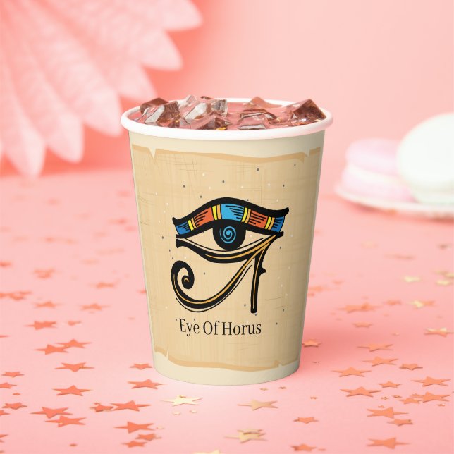 Eye Of Horus on papyrus, Egyptian hieroglyphs  Paper Cups (Insitu)