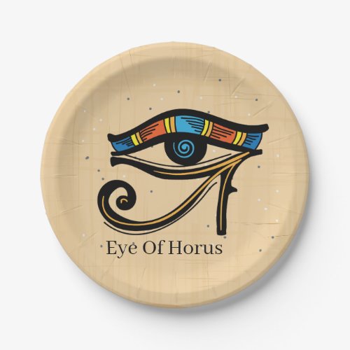 Eye Of Horus on papyrus Egyptian hieroglyphs  Paper Plates