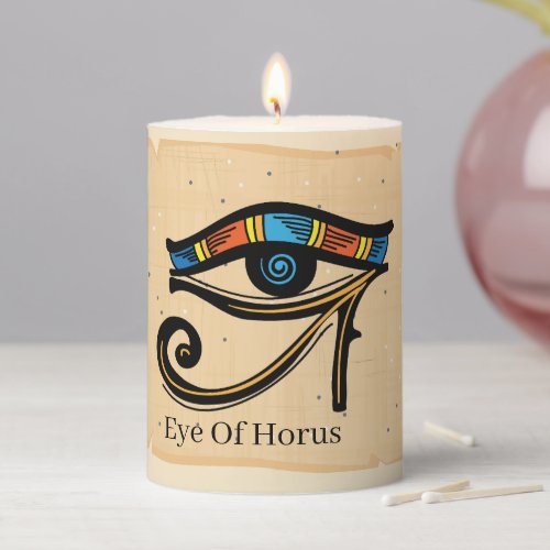 Eye Of Horus on papyrus Egyptian hieroglyphs   Pillar Candle