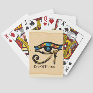 Eye Of Horus on papyrus, Egyptian hieroglyphs   Poker Cards