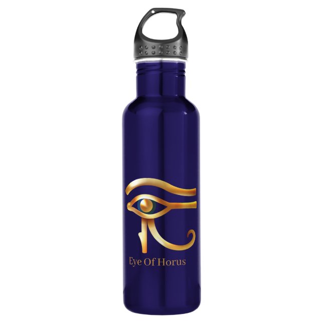 Eye Of Horus on papyrus, Egyptian hieroglyphs Stai Stainless Steel Water Bottle (Front)