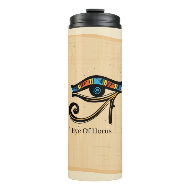 Eye Of Horus on papyrus, Egyptian hieroglyphs  Thermal Tumbler (Front)