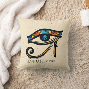 Eye Of Horus on papyrus, Egyptian hieroglyphs Throw Pillow