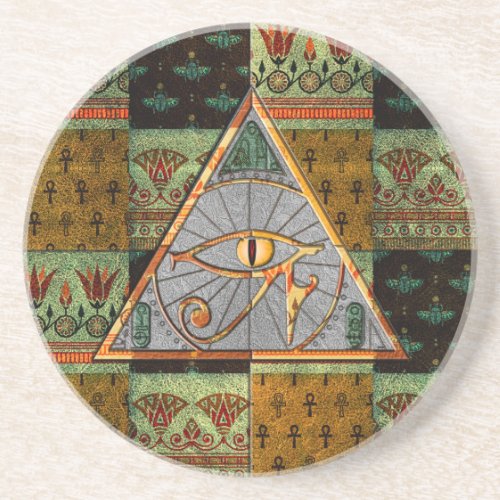 Eye of Horus Pyramid  Ancient Egyptian Pattern Coaster