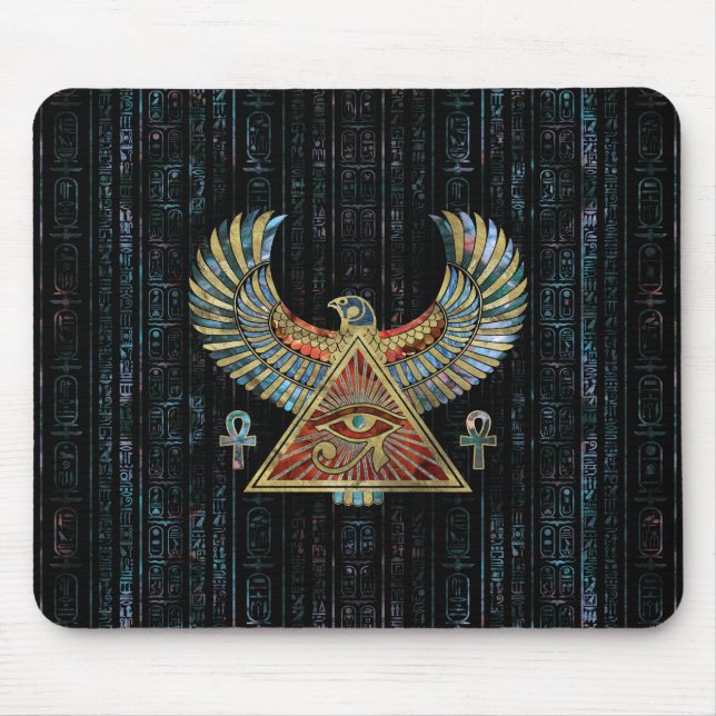 Eye of Horus - Wadjet  Gemstone and Gold Mouse Pad (Front)