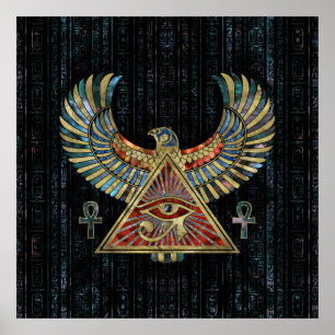 Eye of Horus - Wadjet  Gemstone and Gold Poster