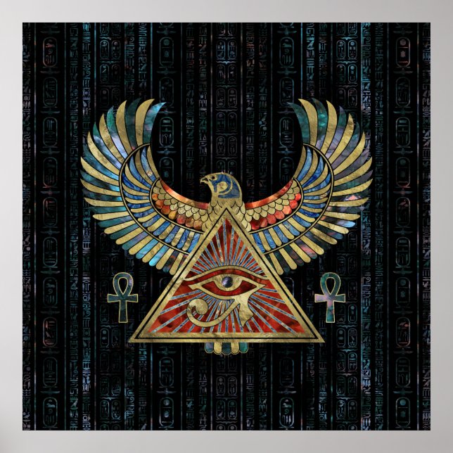 Eye of Horus - Wadjet  Gemstone and Gold Poster (Front)