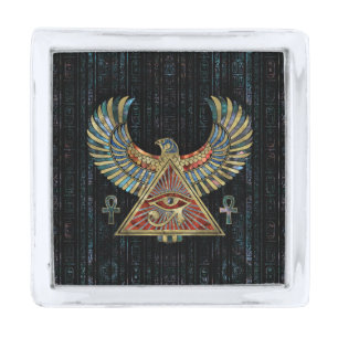 Eye of Horus - Wadjet Gemstone and Gold Silver Finish Lapel Pin