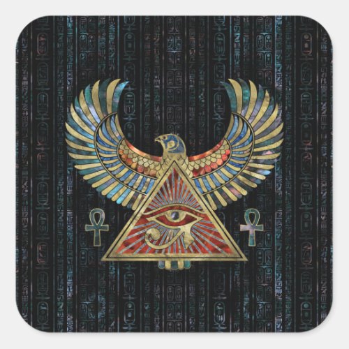 Eye of Horus _ Wadjet  Gemstone and Gold Square Sticker