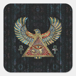 Eye of Horus - Wadjet Gemstone and Gold Square Sticker