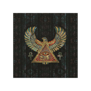 Eye of Horus - Wadjet Gemstone and Gold Wood Wall Art