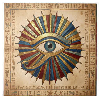Eye of Horus with Hieroglyphs Egyptian Spiritual Ceramic Tile