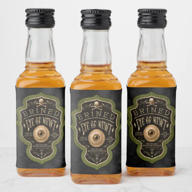 Eye of Newt Gothic Apothecary Halloween Liquor Bottle Label | Zazzle