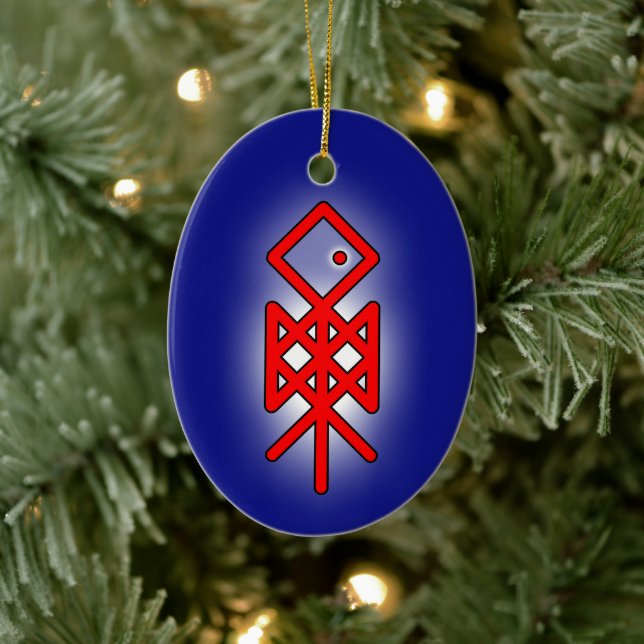 Eye of Odin Viking Bindrune Yule Ceramic Ornament (Tree)