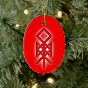 Eye of Odin Viking Bindrune Yule Ceramic Ornament